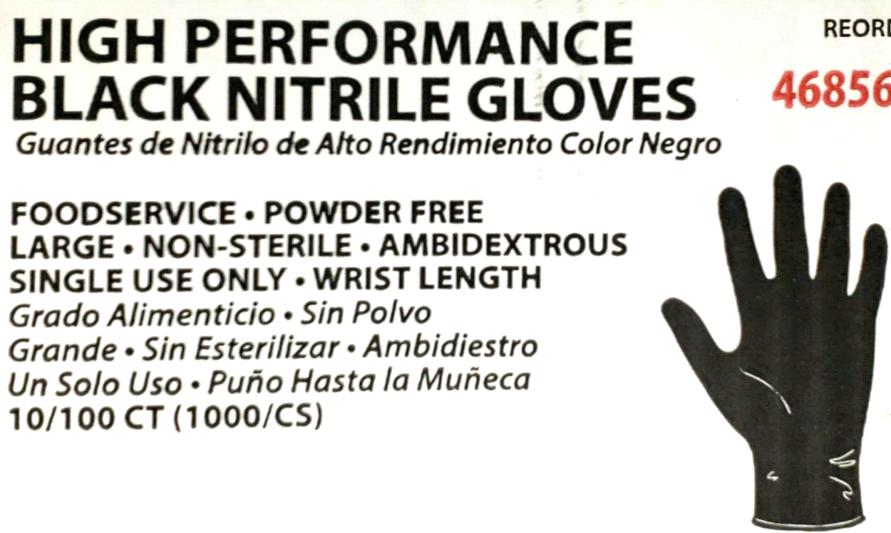 SYSCO HIGH PERFORMANCE NITRILE (Size Large) BLACK GLOVES 1 /100 CT