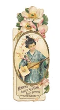 Vintage Advertising Bookmark MENNENS SEN YANG POWDER Japanese woman musician