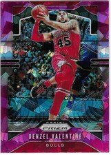 Denzel Valentine 2019-20 Prizm Pink Cracked Ice Refractor Card #66 Chicago Bulls