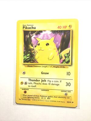 PIKACHU - 58/102 - Base Set - Pokemon Card - LP