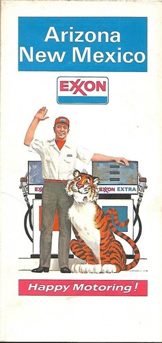 1975 EXXON Straßenkarte Arizona New Mexico Route 66 Phoenix Albuquerque Grand Canyon