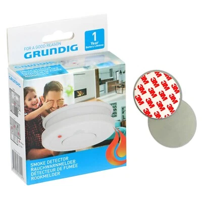 Grundig Rauchmelder 85dB Inkl. 9V Batterie + 3M Klebepad Set Feuermelder