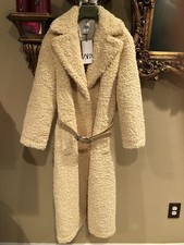 Cappotto lungo 100% autentico ZARA finto shearling Teddy $169 + tasse taglia: XS