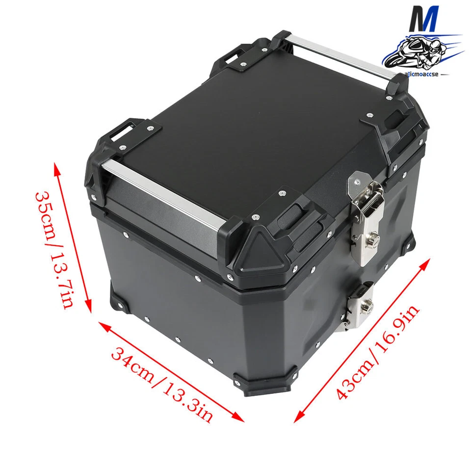 Caja Trasera Impermeable Scooter Maletero Almacenamiento Estuche Superior Negro 45L Equipaje Motocicleta Foto 2 de 4