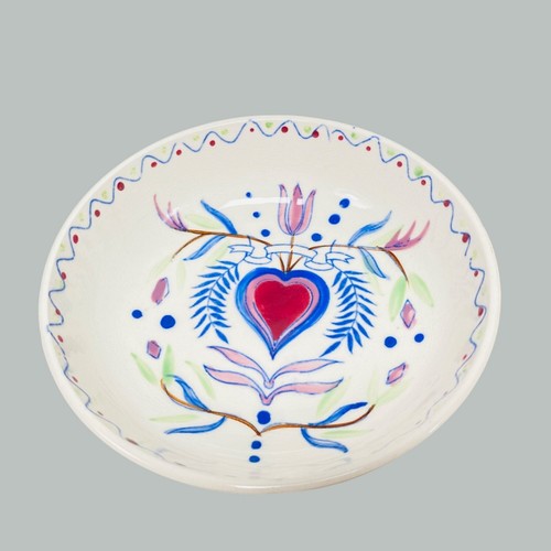 Vintage 5 PC Ceramic Salad Bowl Set Heart & Tulip Fred Roberts Company Japan - Picture 11 of 17