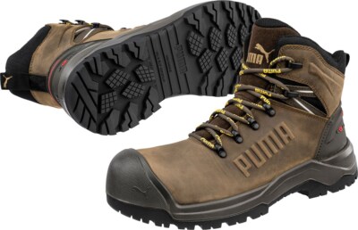 Puma Sicherheitsstiefel IRON HD BROWN MID wasserdicht Fiberglas Zehenkappe Zwischensohle S3S