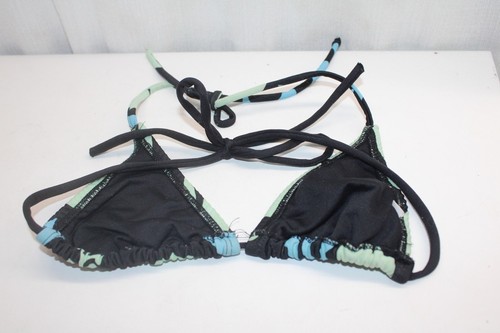 Tropical Green Bikini Top Triangle Adjust Stretch Tie Swimwear Nylon Spandex S - Picture 5 of 5