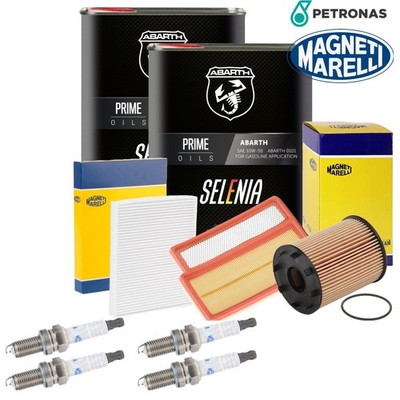 4L Petronas Selenia 10W50 Spark Plugs, Oil Filter, Air Cabin Filter Abarth 500