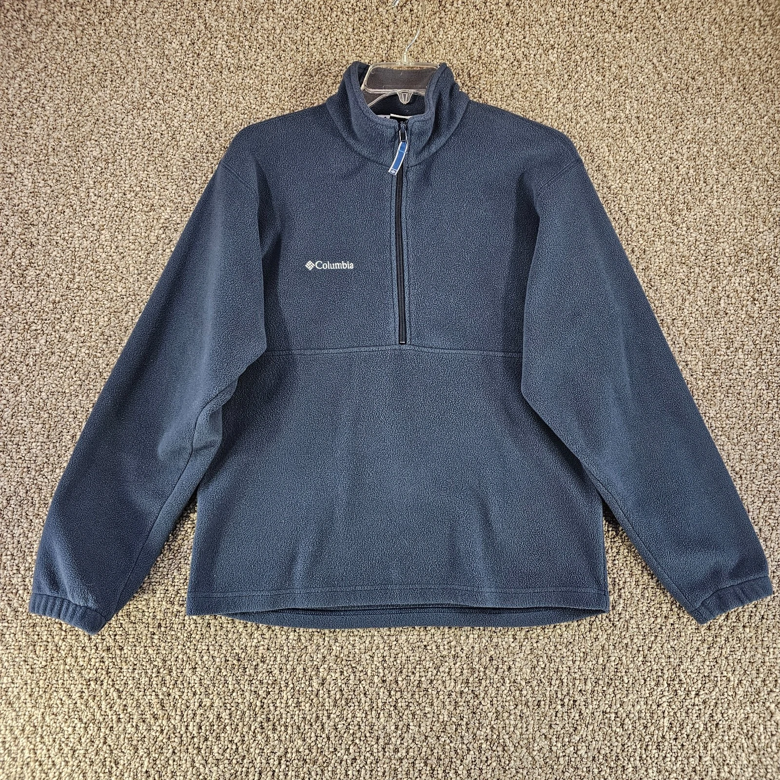 Columbia Fleece 1/4 Zip Unisex Sz M Long Sleeve Collar Logo Blue