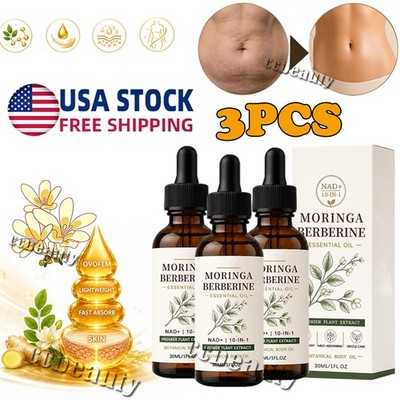 3Pack Moringa Berberine Essential Oil with Ginger Root, Jojoba, and Vitamin E 