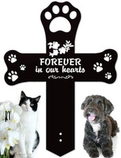 Outdoor Pet Grave Marker   14.5x10 Inch Metal Headstone for Cats and Dogs
