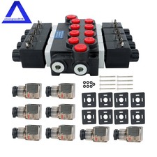 4 Spool,13 Gpm, Hydraulic Monoblock Solenoid Directional Control Valve 12v Dc