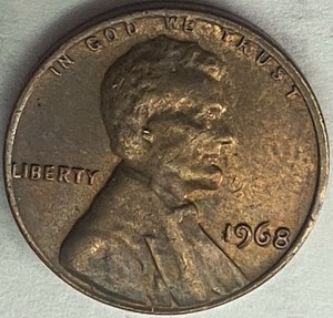 1968-P XF 1C RD Lincoln Cent Penny A1086