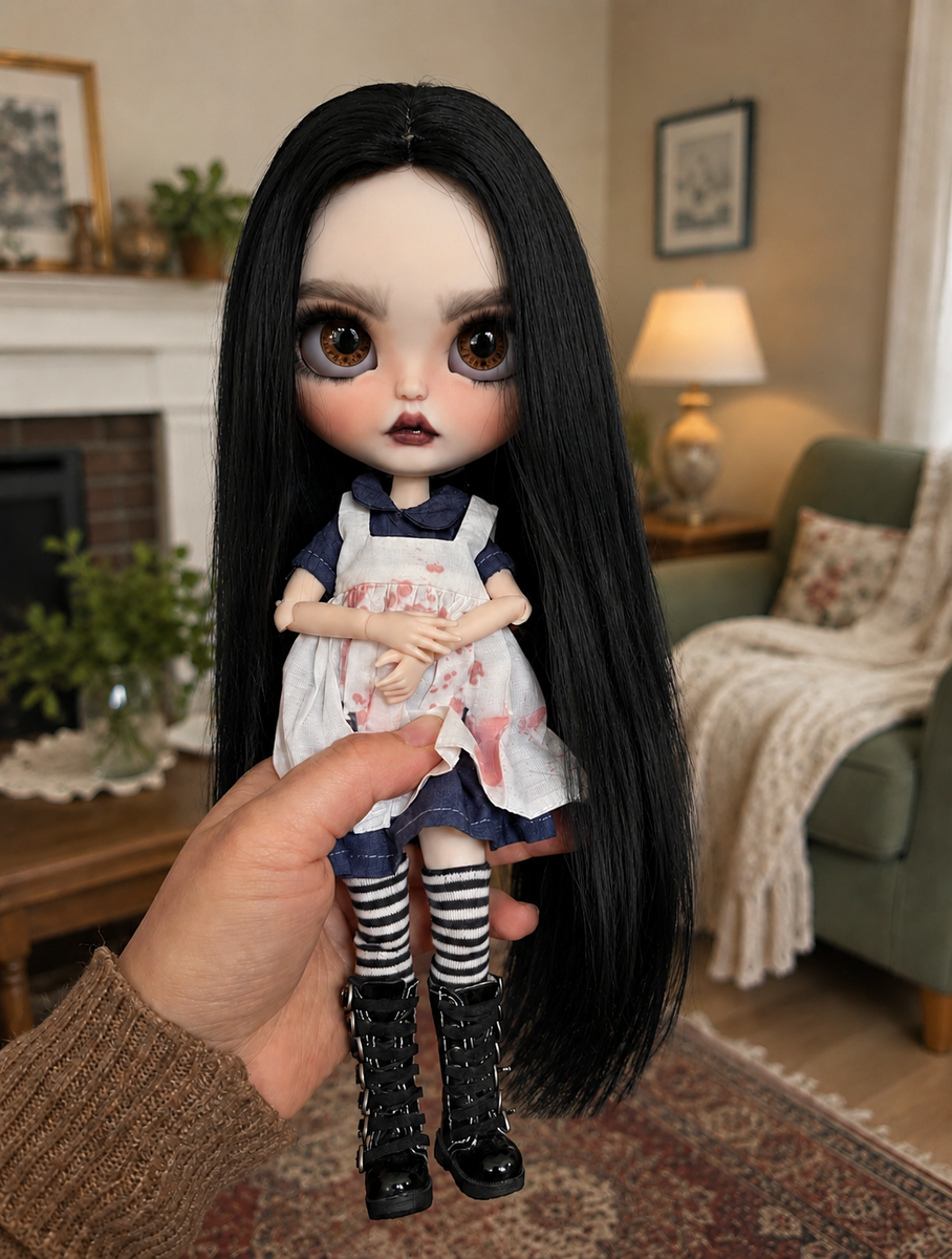 カスタムブライス＊『acht（アハト）No.８』custom blythe＊ Custom Blythe Doll Gothic OOAK Wednesday Adam Inspired Goth Gothic