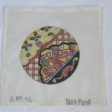Tray Point Handpainted Needlepoint Canvas Asian Inspired 4.5x4.5 18ct Floral