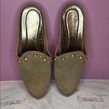 Donald J. Pliner Tan Gold Mules with Studded Detail