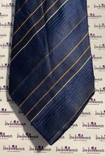 KENNETH COLE Silk Navy Striped Design Neck Tie 3.5  New Without Tags 