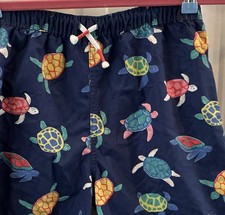 Mini Boden Boys Turtle Print Swim Shorts Navy Multicolor Lined Drawstring 11-12Y