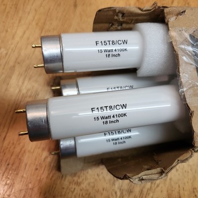 NEW 4pk F15T8/CW Fluorescent Light Bulb Cool White 18'' 15W 4100K G13 Base