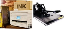 Bundle!! Epson Wireless Printer w/Sublimation INK/PAPER. Digital Heat Press.