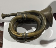 BUGLE MILITARY VINTAGE CAVALRY HORN WAR ERA COPPER AND BRASS MOUTHPIECE