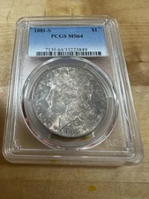 1881 S Morgan Silver Dollar, PCGS MS 64
