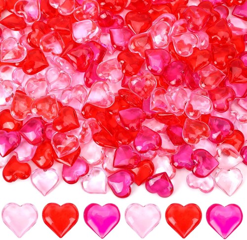 Heart Gems Decorations, 165pcs Acrylic Valentine's Day Red Rose Pink - Picture 8 of 8