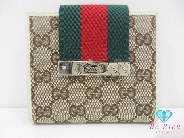 Portefeuille GUCCI Bi Pli GG Supreme Beige Rouge Vert Logo Sherry Occasion