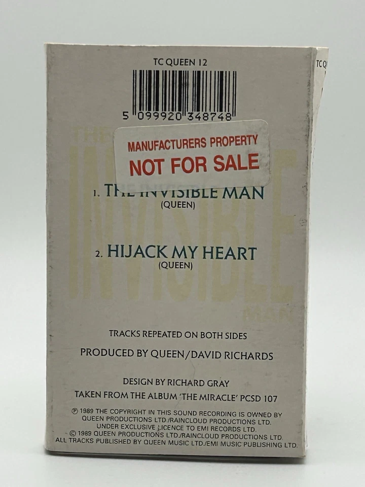 Queen The Invisible Man Uk 1989 Cassette Single W/ Promo Sticker - Image 2 of 4