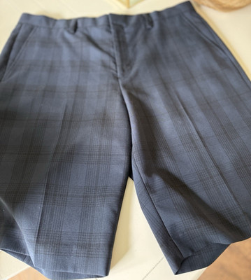 Saks Fifth Avenue Men's Gray Plaid Flat Front Shorts Polyester Repreve Pockets