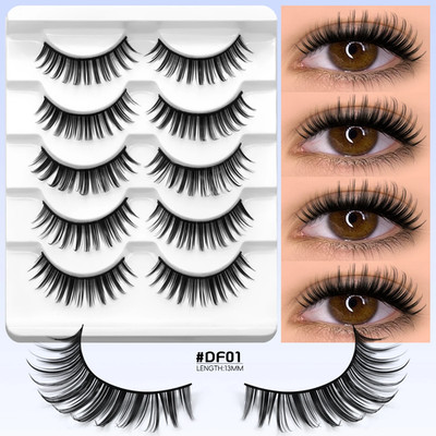 LASVIREY Cat Eye Lashes Natural Fluffy False Eyelashes Soft Wispy Natural Long F