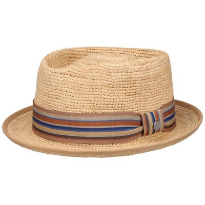 LIERYS Crochet Raffia Pork Pie Strohhut Raffiahut Sonnenhut Sommerhut Porkpie