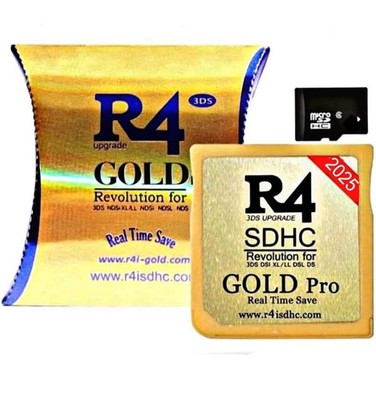 R4 SDHC Gold Pro Adapter with 32 GB Micro SD with YS Menu with 500 in 1 Will Wor