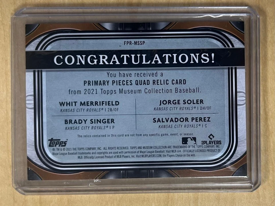 Topps Museum Merrifield 2021/Soler/Cantante/Pérez Quad Relic Royals/99 Foto 2 de 2