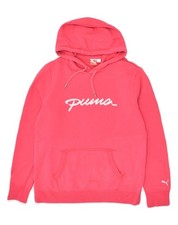 PUMA Womens Graphic Hoodie Jumper UK 14 Large Pink Cotton AB04