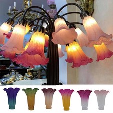 Tulip Lily Flower Glass Lamp Shades Tiffany Style Retro Replacement LampShades