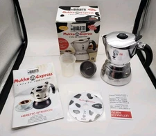 Bialetti Casa Italia Mukka Express Cappuccino Maker 2-Cup Stovetop Italy w/ Box