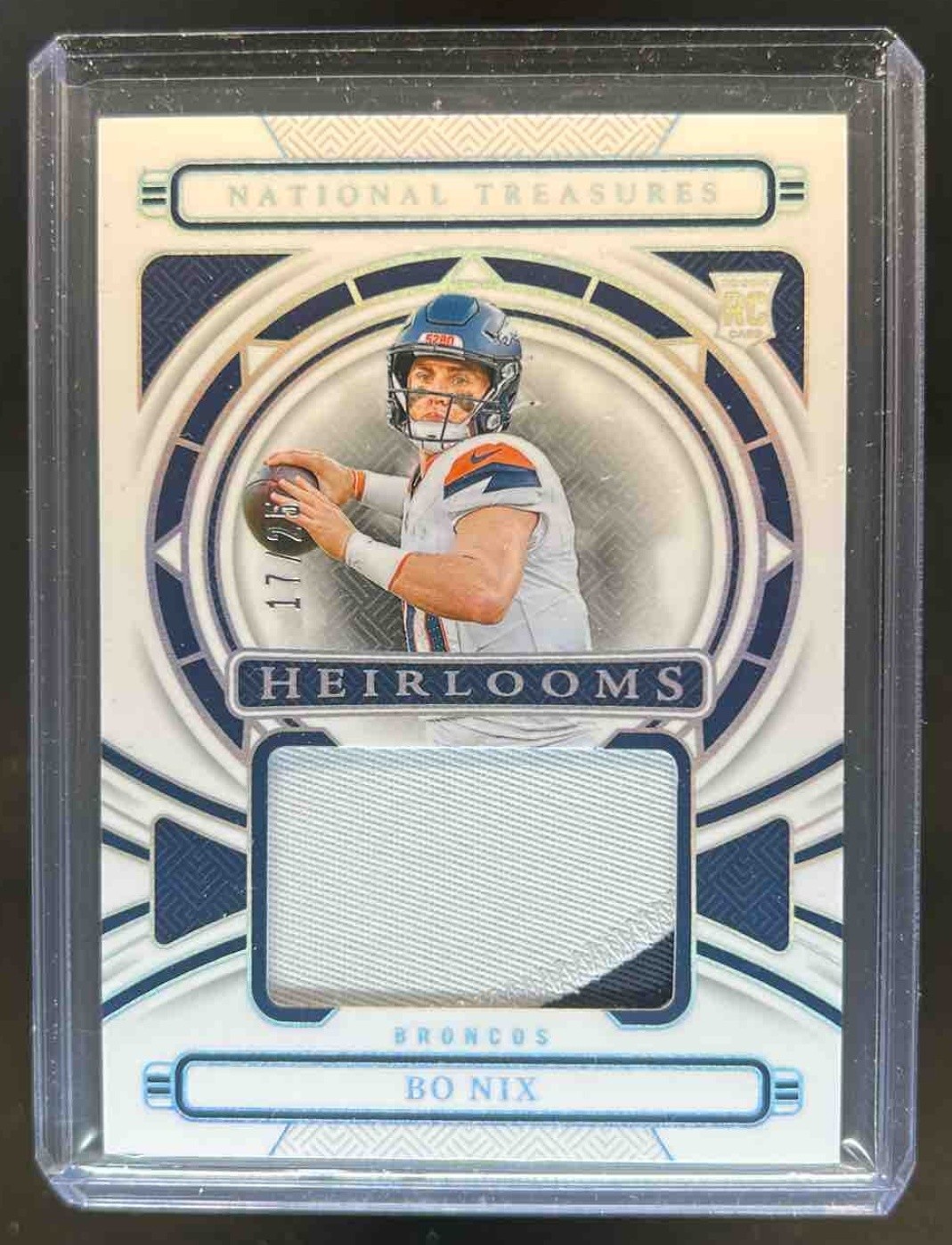 2024 National Treasures Bo Nix Heirlooms Patch Holo Silver RC #17/25 Broncos