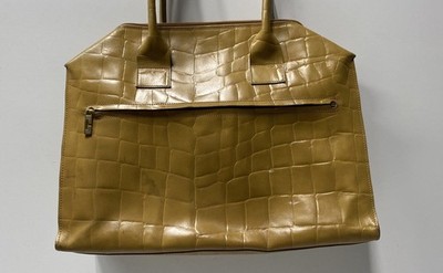 Tosca Blu Italy Tan Croc Embossed Leather Large Tote Bag Handbag