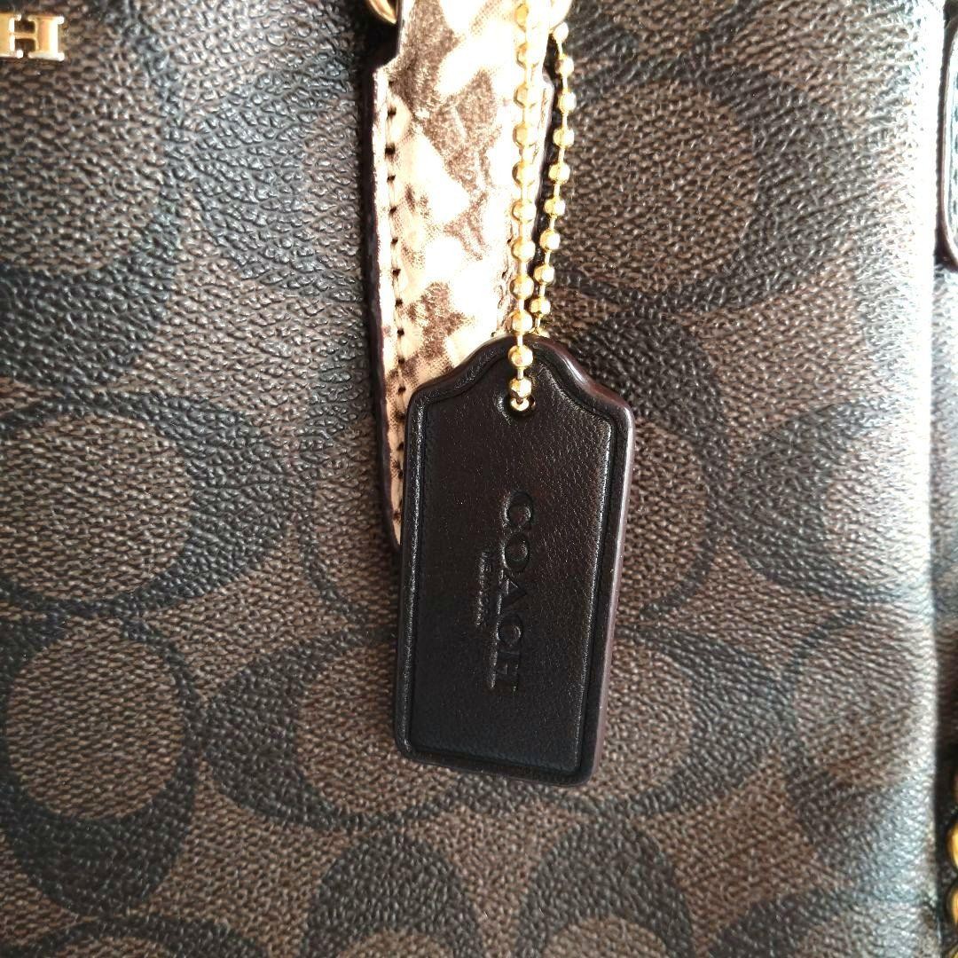 COACH Brown Python Signature Handbag Shoulder Sna… - image 6