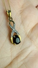 9ct Gold Infinity Pendant Necklace with Sapphire & Diamond Accents