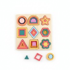 Educational Toy Hand Grasping Wooden Shape Matching Puzzle Board Colorful