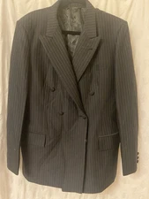 Vintage made in Panama chalk line double breasted men’s jacket. Size Xl.