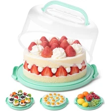 Cake Carrier with Lid and Handle, Extra Deviled Egg Containers, Cake Holder f...