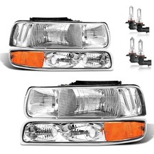 Headlights W/Bulbs for 1999-2002 OE Replacement Chrome - With H/L Beam Bulbs