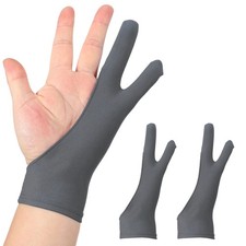 2pcs Artist Drawing Glove S Size Two Fingers Graphics Painting Glove Gray