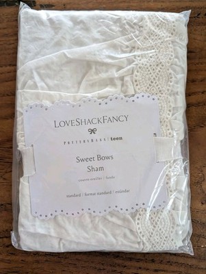 POTTERY BARN TEEN LoveShackFancy Sweet Bows Standard Sham-White-NWT