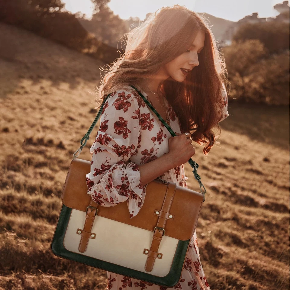 Bolso para Laptop para Mujer Cuero Vegano Mensajero Cartera Moda Maletín Mochila... Foto 2 de 4