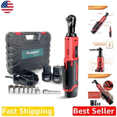 Pro 3/8'' Electric Ratchet Wrench Kit 12V 280RPM 40ft-lbs Torque LED Light
