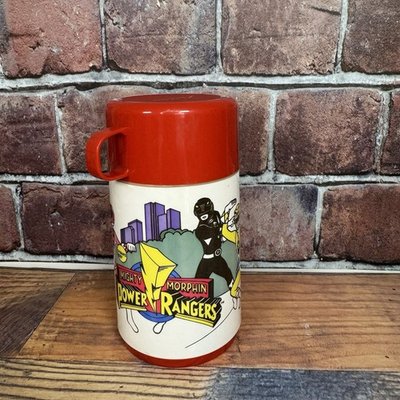 #ad Vintage 1995 Mighty Morphin Power Rangers Thermos By Aladdin Red Y2K 90s $9.50